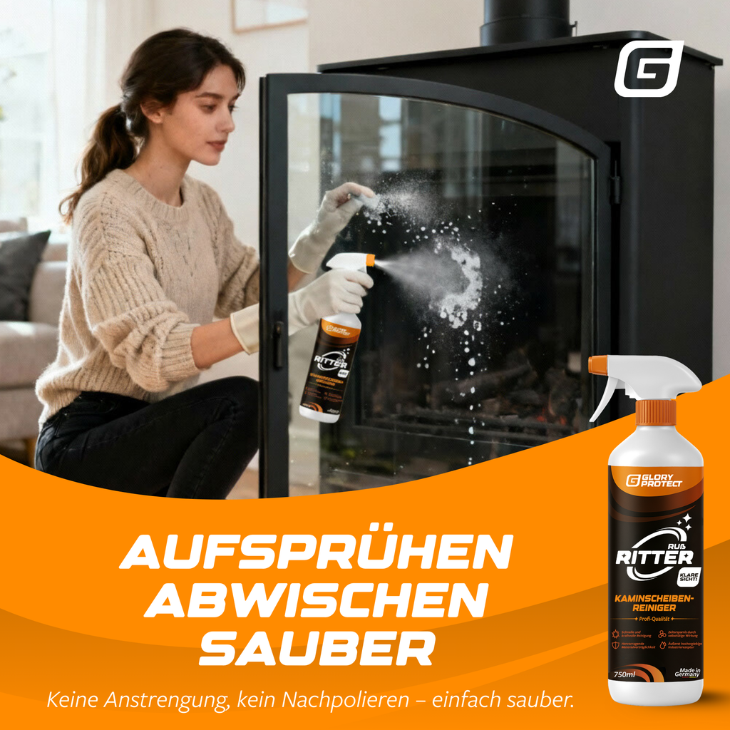 Kaminscheiben-Reiniger RUSS-RITTER Klare Sicht !