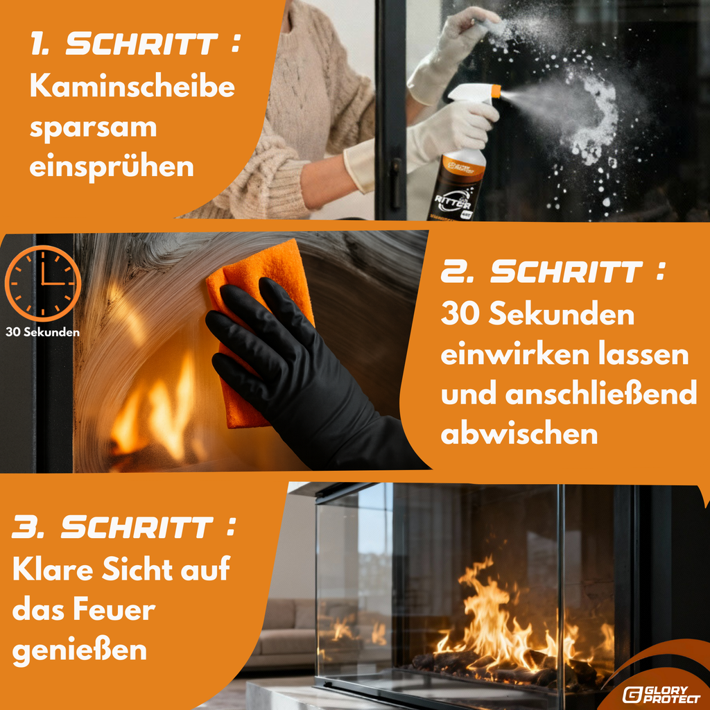 Kaminscheiben-Reiniger RUSS-RITTER Klare Sicht !