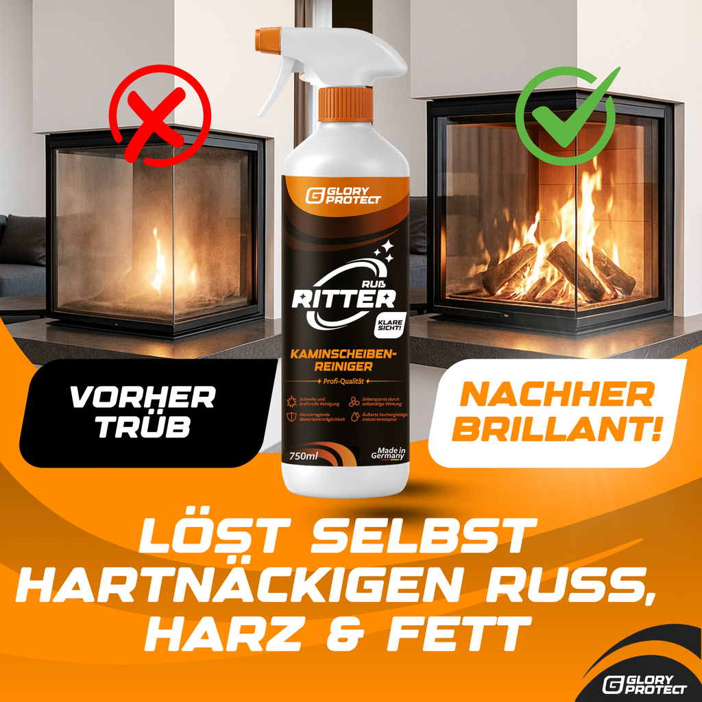 Kaminscheiben-Reiniger RUSS-RITTER Klare Sicht !